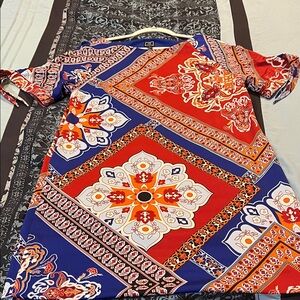 Vibrant Asymmetrical Dress with Bold Patterns